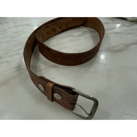 Vintage Belt Tooled Leather Fish Western Belt "BOB" 36 USA - Picture 2 of 11